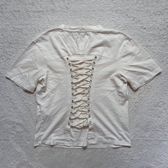 Maje White Lace-Up Back Tee - Picture 3 of 3